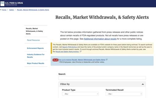 Food recalls FDA