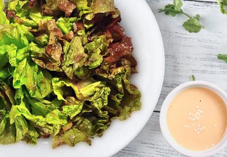 Chopped red lettuce with Tahini dressing
