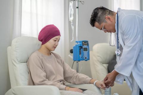 Woman receiving chemotherapy