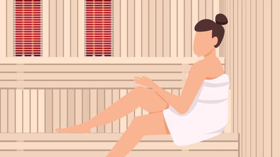 Person sitting in infrared sauna