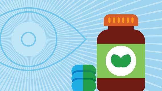 Bottle of supplements, with oversized eye