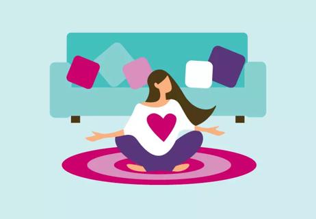 woman practicing yoga and taking care of herself