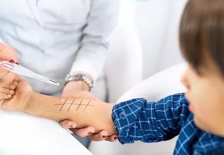 Young boy is tested for allergens