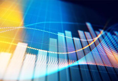 bar graph with colored trend lines