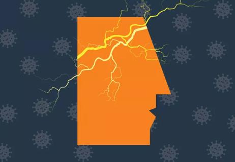 Graphic with depicting covid related epilepsy.