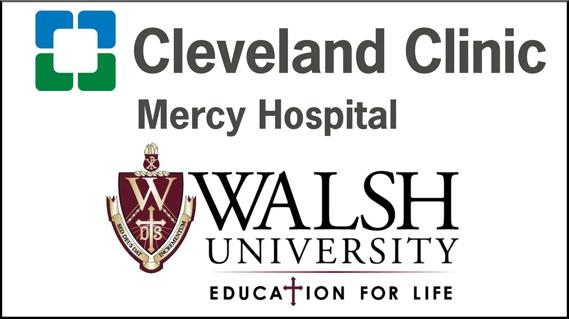 Cleveland Clinic Mercy Hospital and Walsh University logos