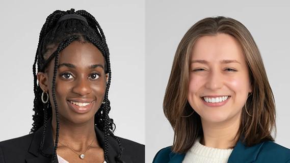 Headshots of Chineme Onwubueke (left) and Rachel Schafer (right)