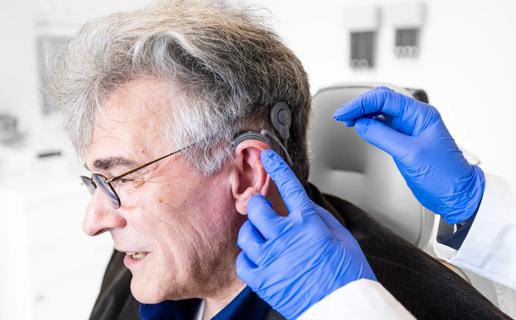 Patient being fitted with cochlear implants