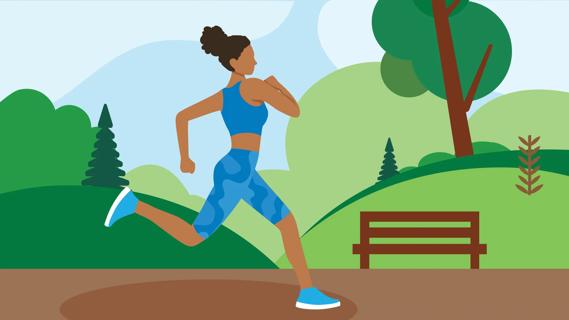 Person using fartlek techique while running in a park