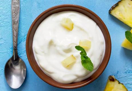 bowl of yogurt and pineapple