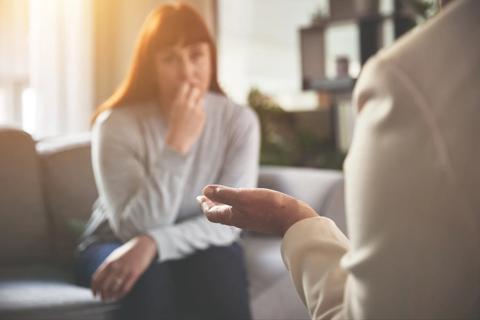 Woman and therapist talking
