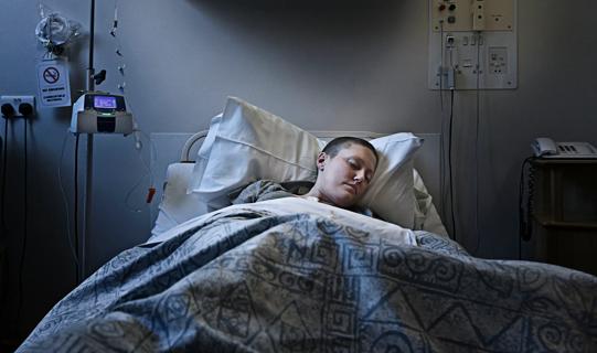 Patient asleep in hospital