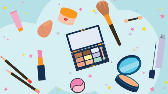 Different types of makeup, including mascara, blush, eyeliner and more