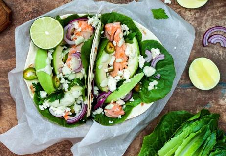 salmon avocado lime tacos