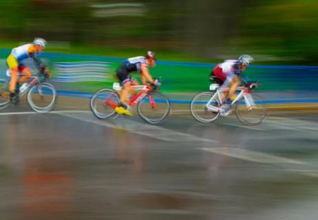 bicycles racing to finish line