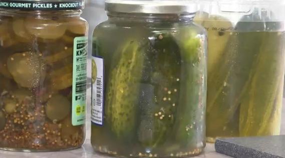 Pickles in a jar.