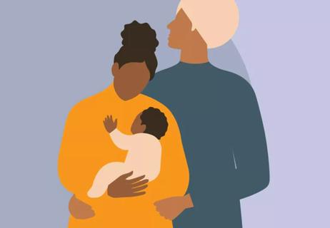 Parents holding baby