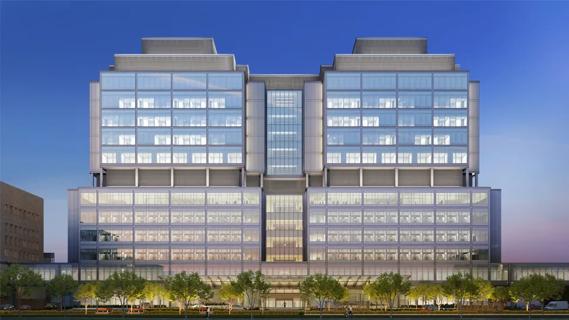rendering of a two-tower medical building
