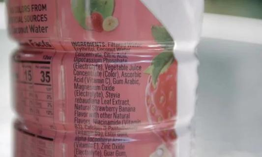 Erythritol ingredient on back of drink