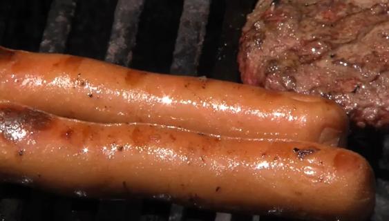Hot dogs on grill