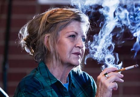 elderly woman smoking