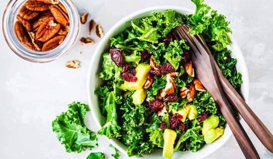 Kale salad, with avocado, cranberries and pecans