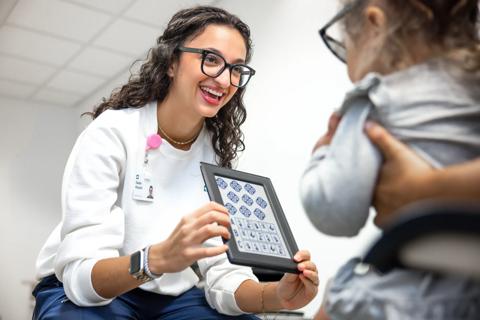 Child getting an eye exam