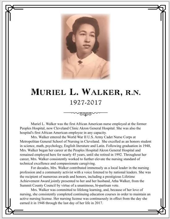 Plaque honoring Muriel L. Walker