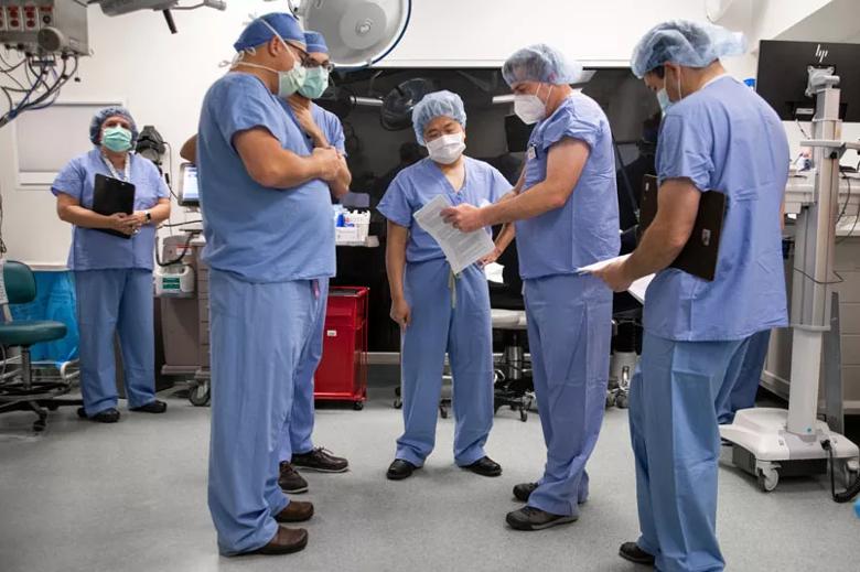 Surgical team preparing for procedure