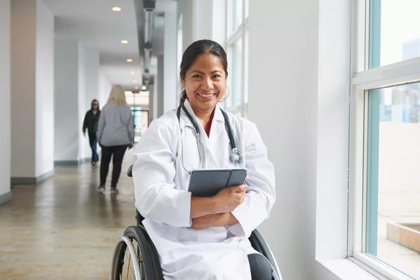 Smiling doctor with disability