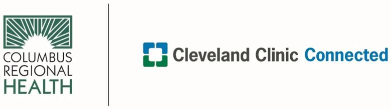 Logos of Cleveland Clinic Connected and Columbus Regional Health