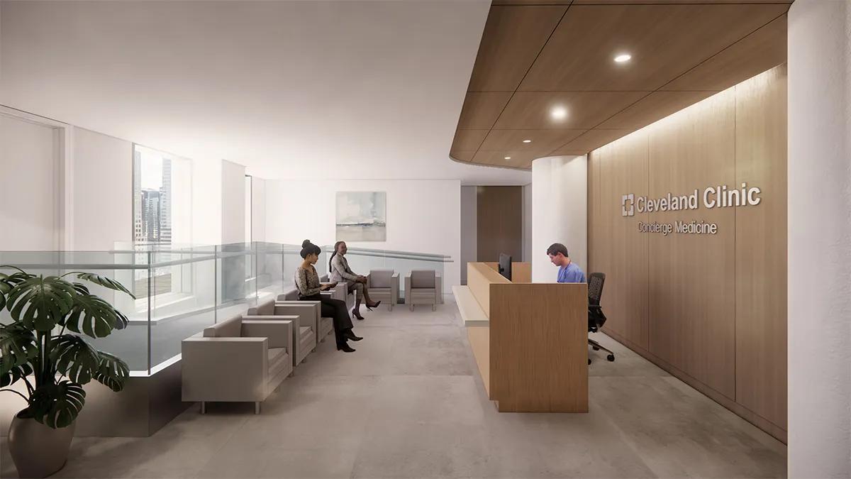 Image rendering of concierge medicine waiting area