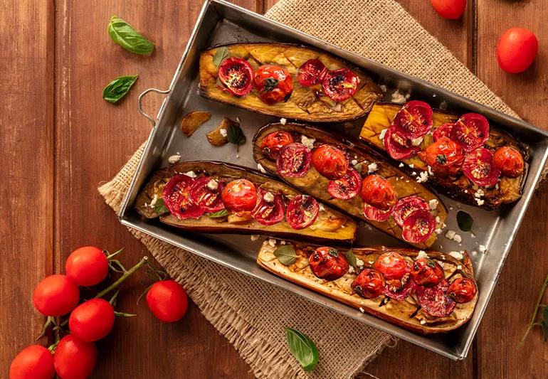 roasted eggplant and tomatoes