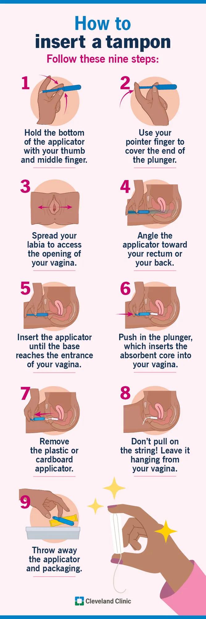 How to insert a tampon, nine steps