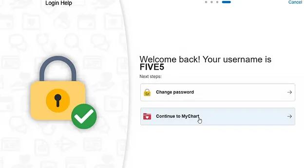 MyChart login reset option