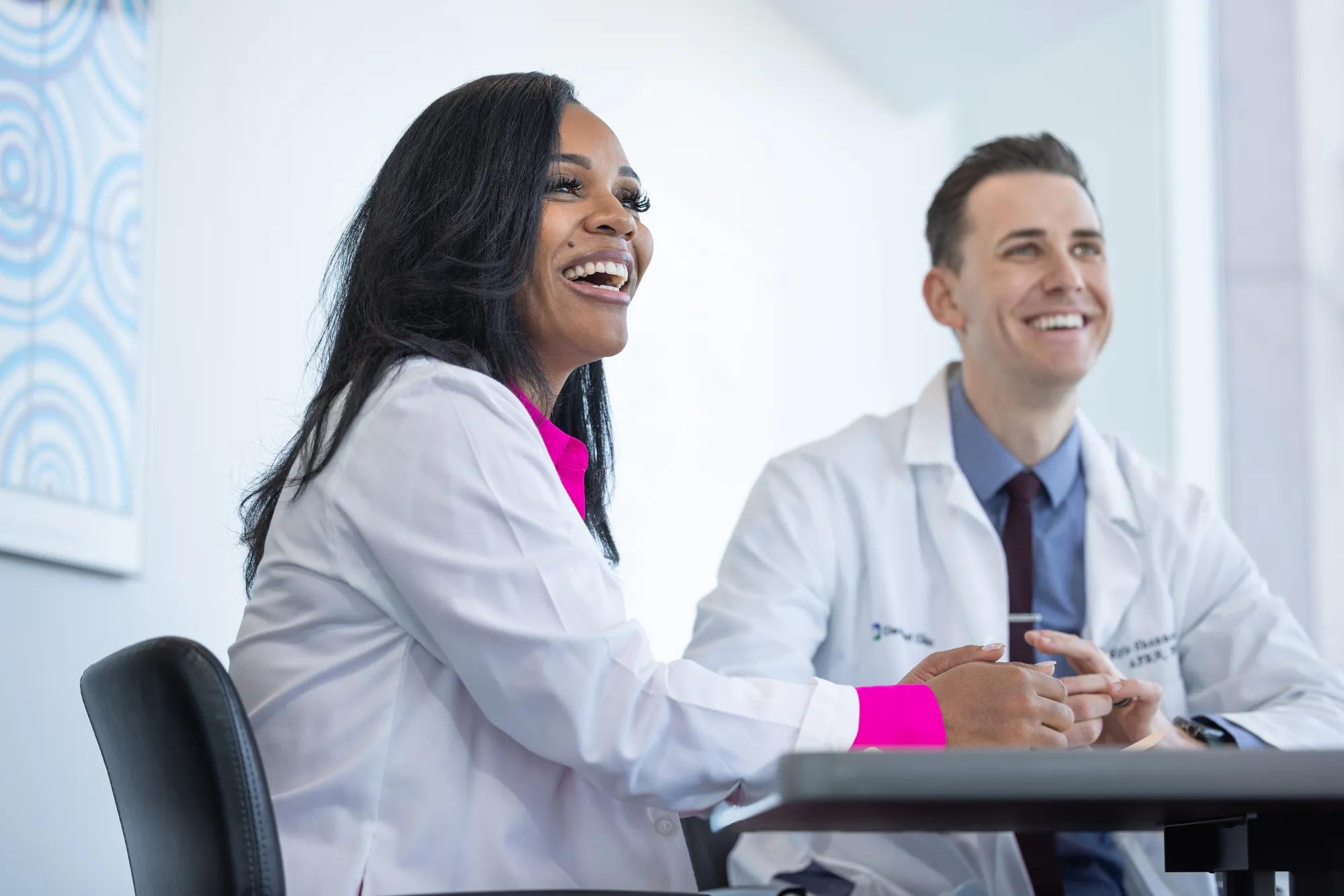 Cleveland Clinic caregivers smiling and talking