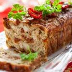 A turkey loaf made with onions, carrots and celery