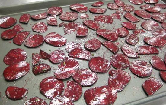 Spread beets out on non-stick sheet pan and bake